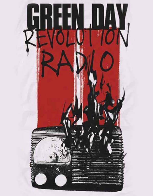 Green Day T Shirt Revolution Radio Combustion band logo Official Mens White