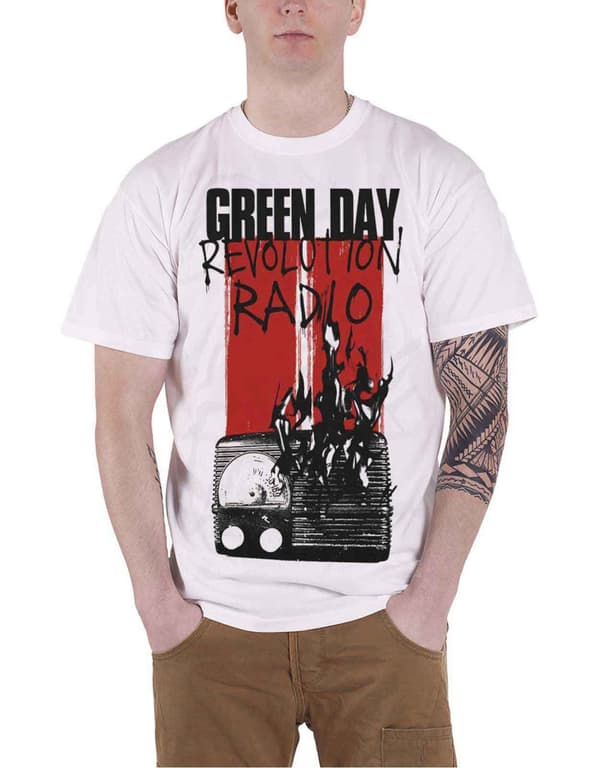 Green Day T Shirt Revolution Radio Combustion band logo Official Mens White White XXL