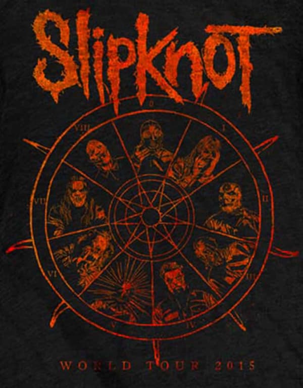 Slipknot T Shirt Womens The Wheel tour 2015 Official roll sleeve skinny fit