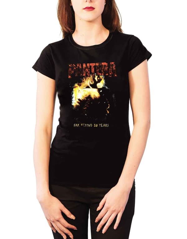 Pantera T Shirt Womens far beyond 20 years  Official Black skinny fit Black XL