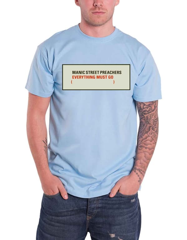 Manic Street Preachers T Shirt Everything Must Go Logo Official Mens Blue Blue S