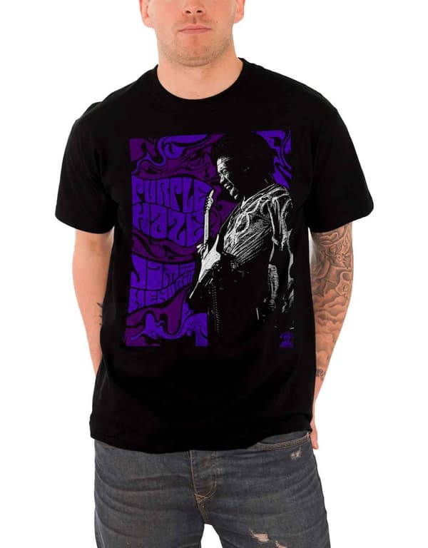 Jimi Hendrix T Shirt Mens Purple Haze band of gypsys Official Black