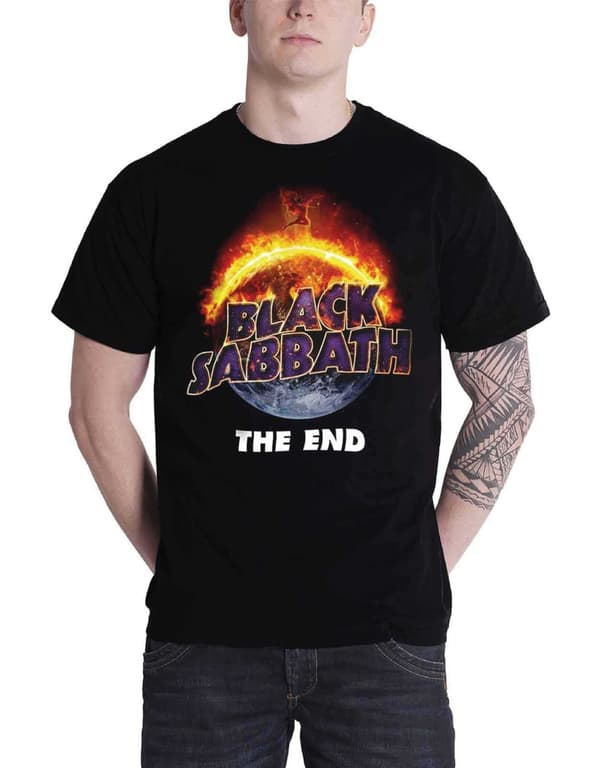 Black Sabbath T Shirt The End 2016 Tour Flaming Ozzy Official Unisex Black