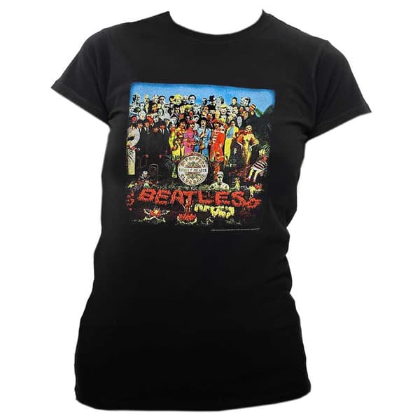 The Beatles T Shirt Sgt Pepper Album Cover Official Womens Black Skinny Fit