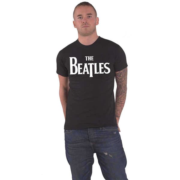The Beatles T Shirt Classic Drop T Band Logo Official Mens Black