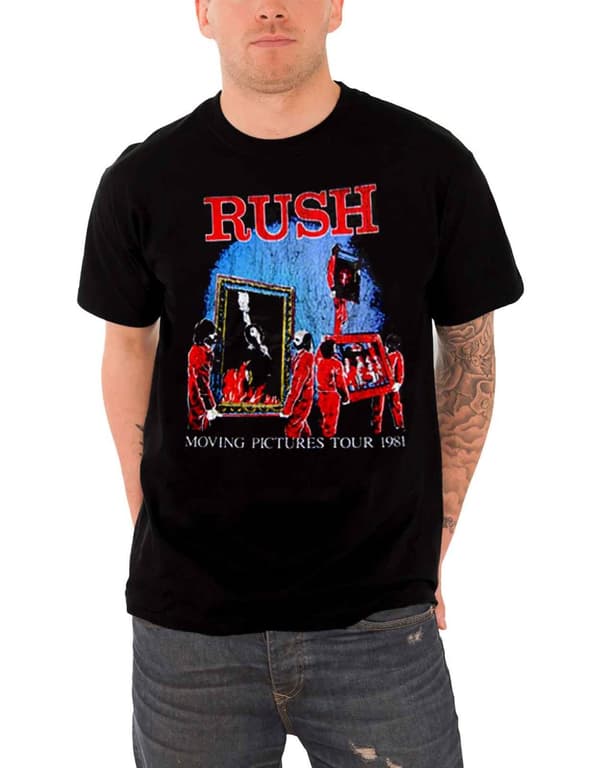 Rush T Shirt Mens Moving Pictures Tour 81 Band Logo Official Black