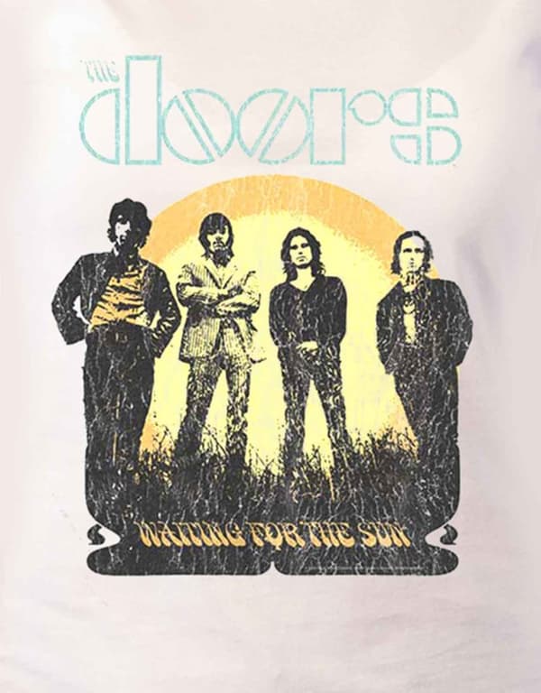 The Doors T Shirt Womens Waiting For The Sun Official white skinny fit