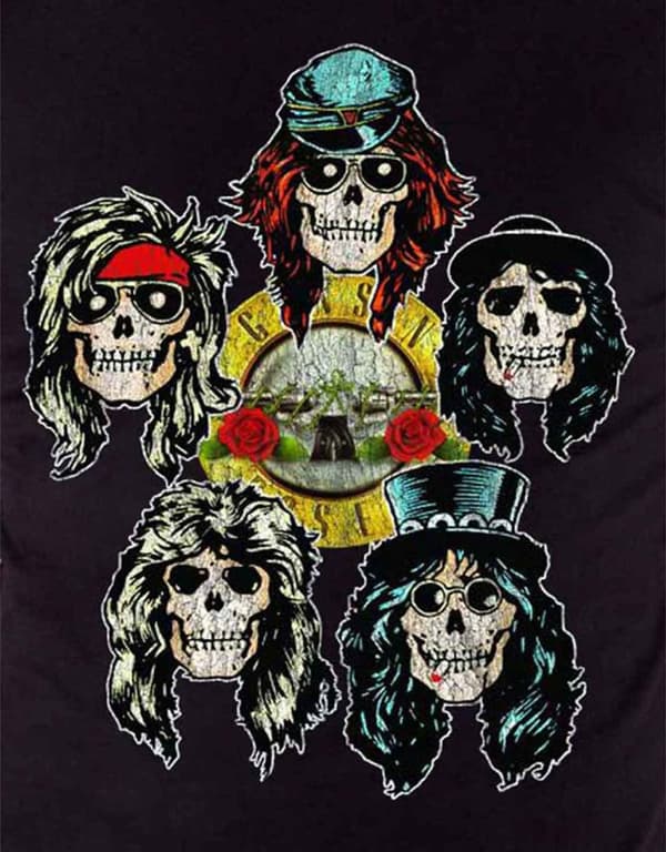 Guns N Roses T Shirt Vintage Heads Distressed Logo Official Mens Black