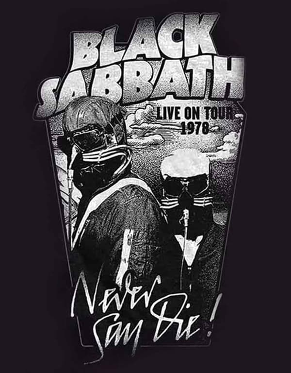Black Sabbath Never Say Die live on tour 1978 Official Unisex Black T Shirt
