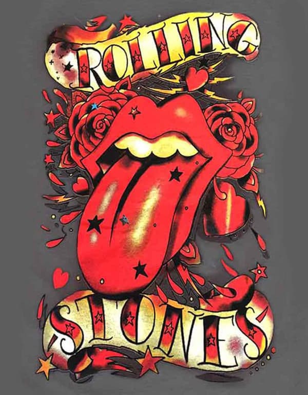 The Rolling Stones T Shirt Tongue and Stars Band Logo Official Mens Grey M