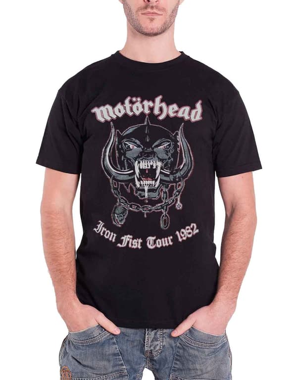 Motorhead T Shirt Iron Fist Tour 1982 Warpig Band Logo Official Mens Black Black XXL