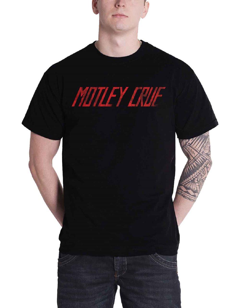 Motley Crue T Shirt Classic Distressed Band Logo Official Mens Black