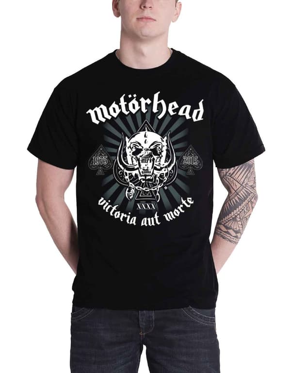 Motorhead T Shirt 40th Victoria Aut Morte Classic Warpig Official Mens Black