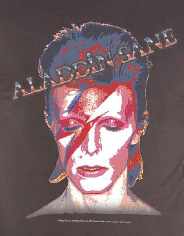 David Bowie T Shirt Aladdin Sane Face Logo Official Mens Charcoal Grey