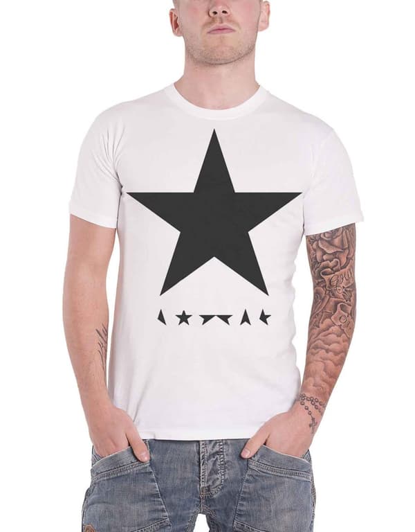David Bowie T Shirt Blackstar Logo Album Cover Official Mens White