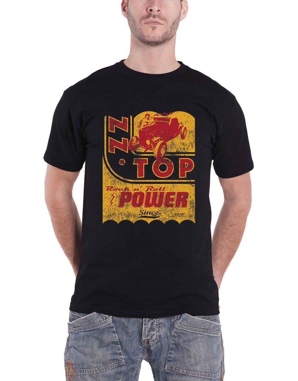 ZZ Top Mens T Shirt Black Rock N Roll Power band logo Official