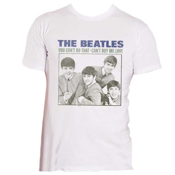 The Beatles T Shirt Cant Buy Me Love band Logo Official Mens White