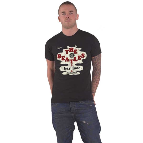 The Beatles T Shirt Hey Jude Revolution band logo Official Mens Black