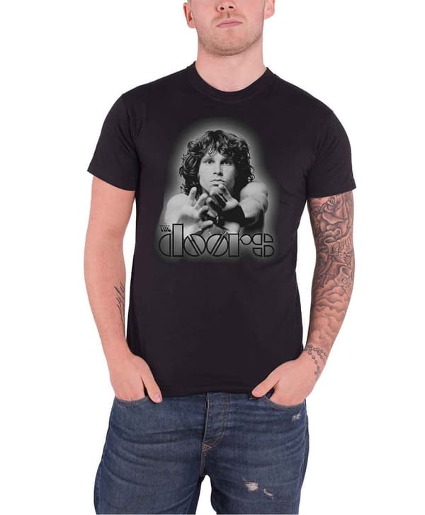 The Doors T Shirt Jim Morrison Break On Through Fade Official Mens Black Black M