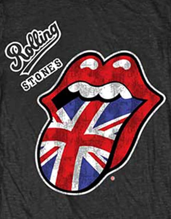 The Rolling Stones T Shirt British Tongue Official Womens Grey Skinny Fit 10