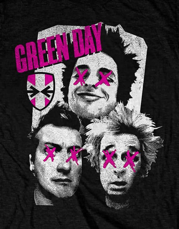 Green Day T Shirt Uno Dos Tre Patchwork Album Band Logo Official Mens Black