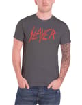Miniatyrbild 1 av 4: Slayer T Shirt Distressed Classic Red Band Logo Official Mens Charcoal Grey