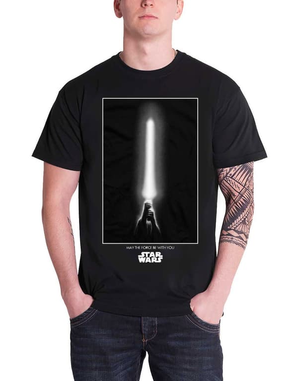 Star Wars Mens T Shirt Black May The Force Be With You Official Black XL