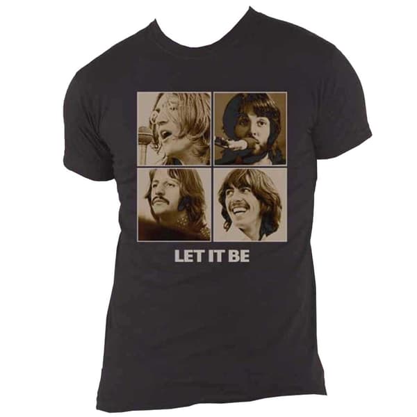 The Beatles T Shirt  Let It Be Sepia Studio Band Photo Official Mens Black