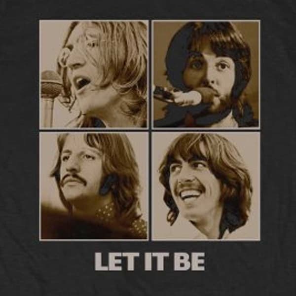 The Beatles T Shirt Let It Be Sepia Studio Band Photo Official Mens Black