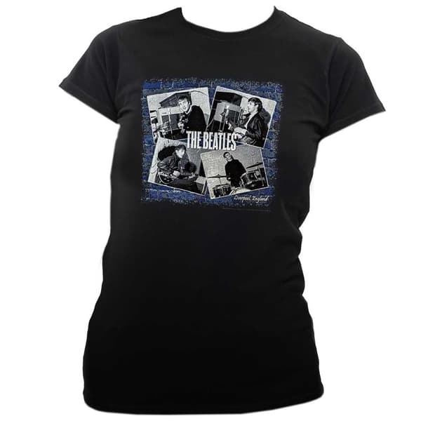 The Beatles at The Cavern Official Womens Black Skinny Fit T Shirt