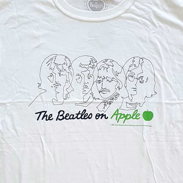 The Beatles T Shirt band logo On Apple Official Mens White