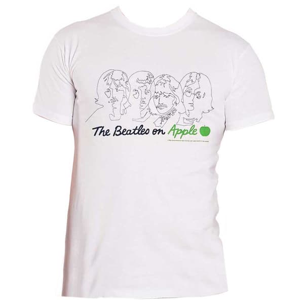 The Beatles T Shirt band logo On Apple Official Mens White