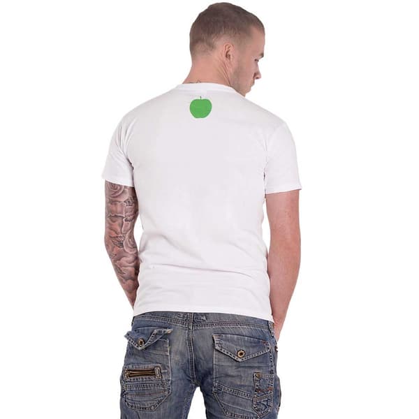 The Beatles T Shirt band logo On Apple Official Mens White