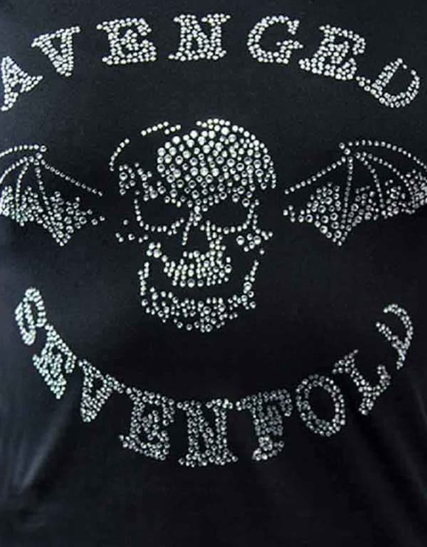 Avenged Sevenfold T Shirt Deathbat diamante logo Official Womens Skinny Fit
