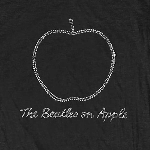 The Beatles T Shirt On Apple diamante Official Womens Skinny Fit Black