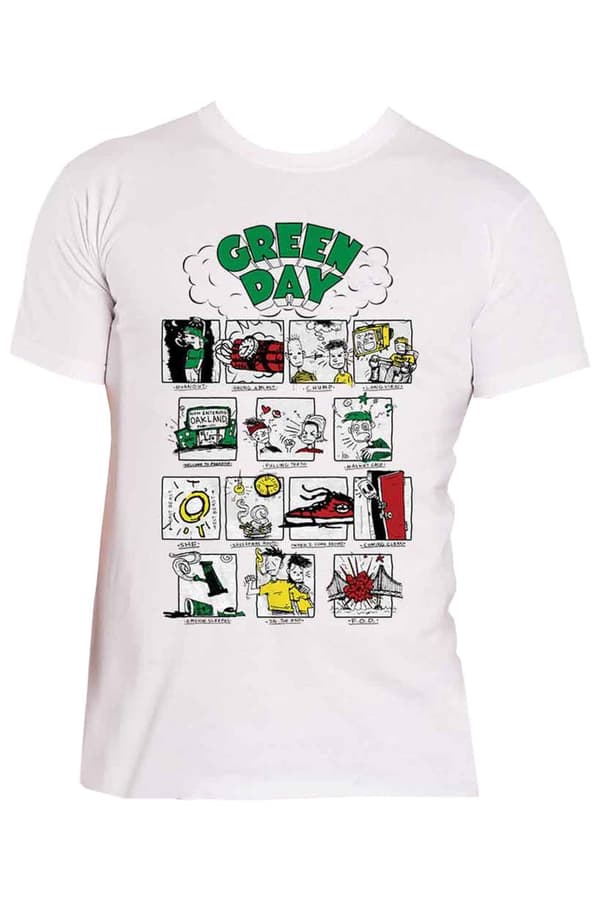 Green Day T Shirt Dookie hall of fame band logo Official Mens White