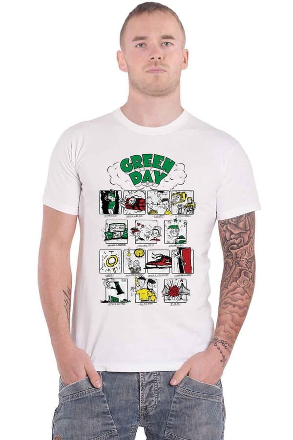 Green Day T Shirt Dookie hall of fame band logo Official Mens White