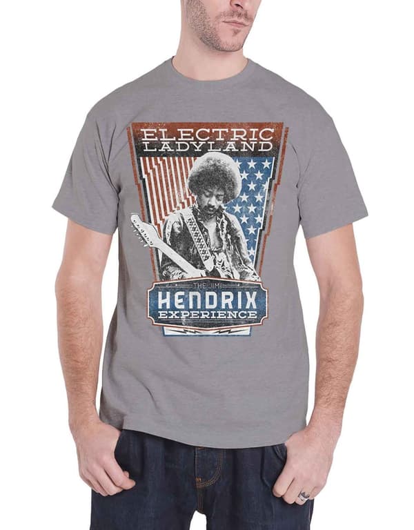 Jimi Hendrix T Shirt Electric Ladyland vintage Official Mens Grey
