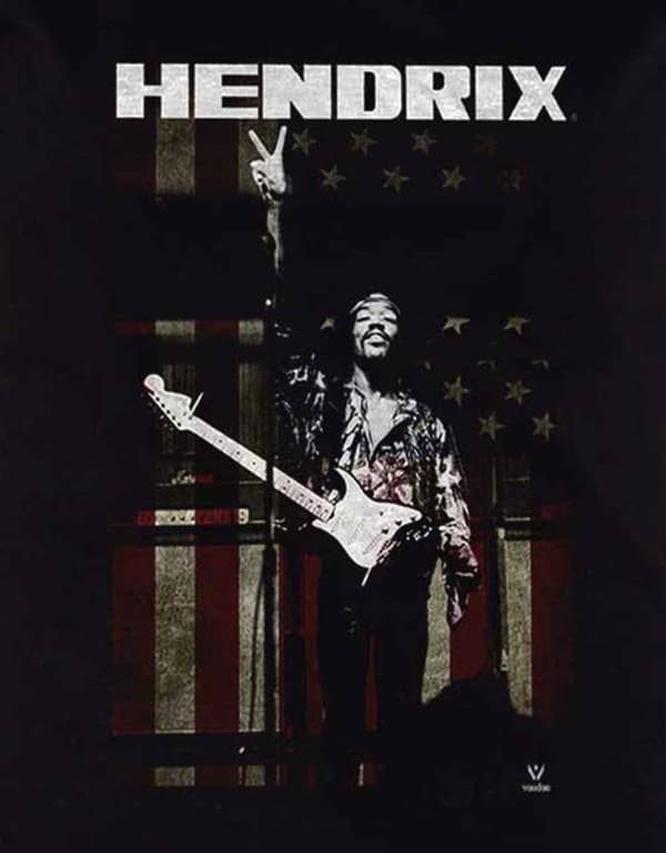Jimi Hendrix T Shirt Womens  Peace star spangled banner Official skinny fit