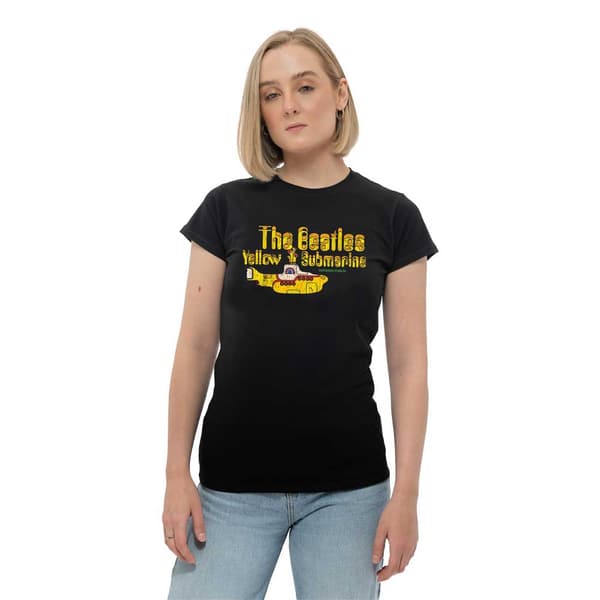 The Beatles T Shirt Nothing is Real Band Logo Official Womens Skinny Fit Black Black XXL