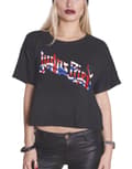 Miniatyrbild 1 av 3: Judas Priest  T Shirt Union Jack Logo Official Womens Black Glitter Ink Boxy