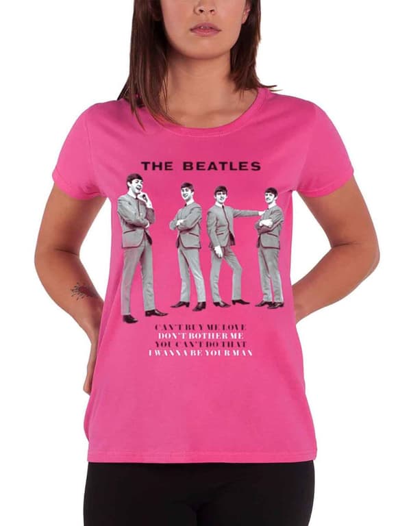 The Beatles You Cant Do That Official Womens dark Pink Skinny Fit T Shirt
