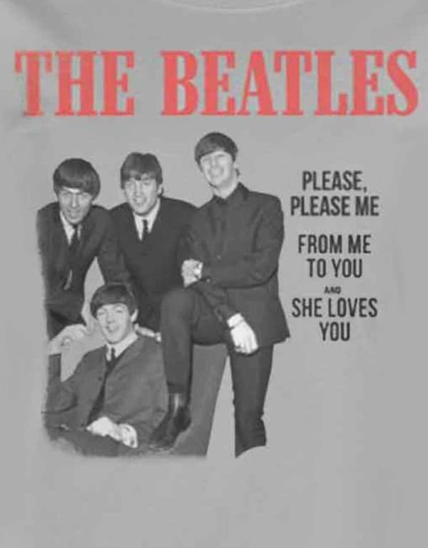 The Beatles Please Please Me Official Womens Grey Skinny Fit T Shirt