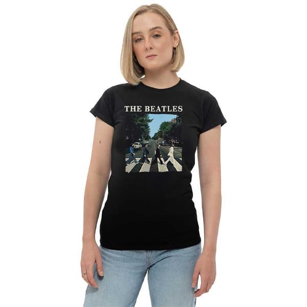 The Beatles Abbey Road and Logo Womens Skinny Fit T Shirt