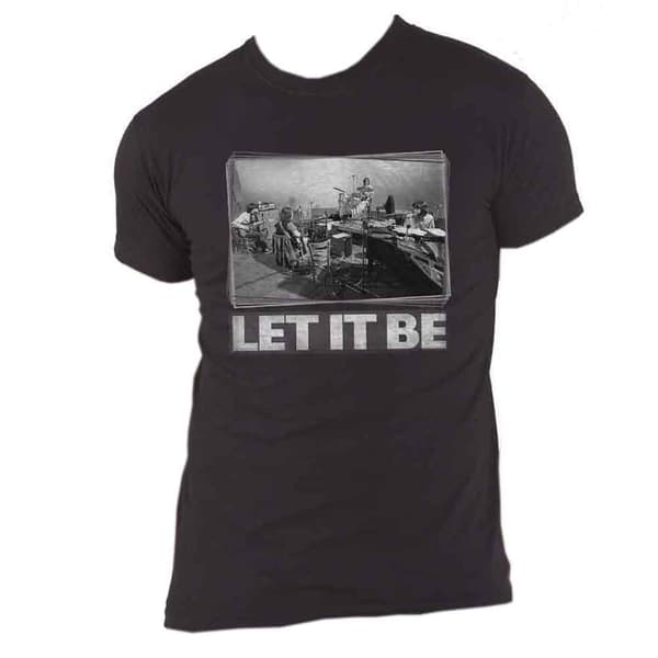 The Beatles T Shirt Let It Be Studio photo Band Logo Official Mens Black