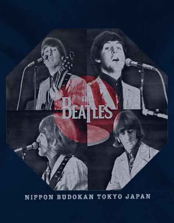 The Beatles T Shirt Budokan Octagon Official Womens Skinny Fit Navy Blue