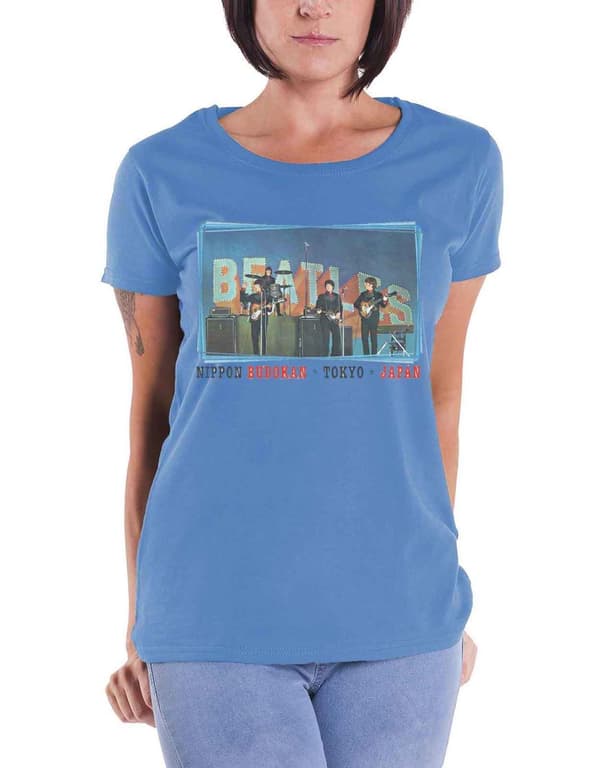 The Beatles T Shirt Nippon Budokan Japan Official Womens Skinny Fit Blue
