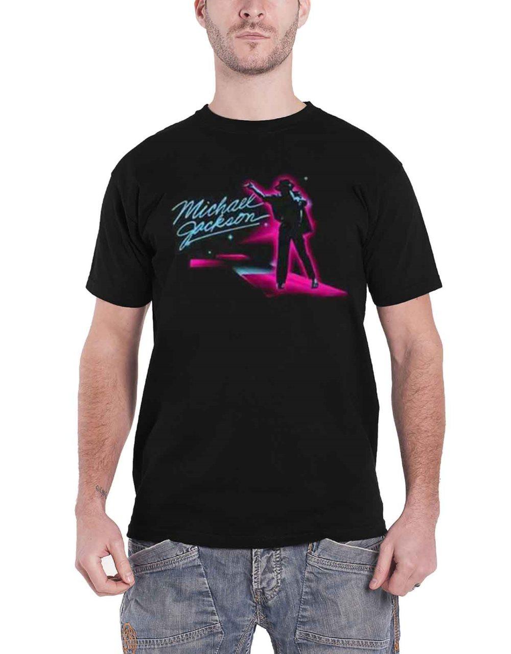 Michael Jackson T Shirt Neon Billie Jean Pose Official Mens Black