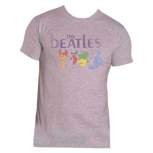 The Beatles T Shirt White Album Back Print vintage Logo Official Mens Grey