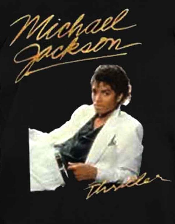 Michael Jackson T Shirt Thriller White Suit Logo Official Mens Black